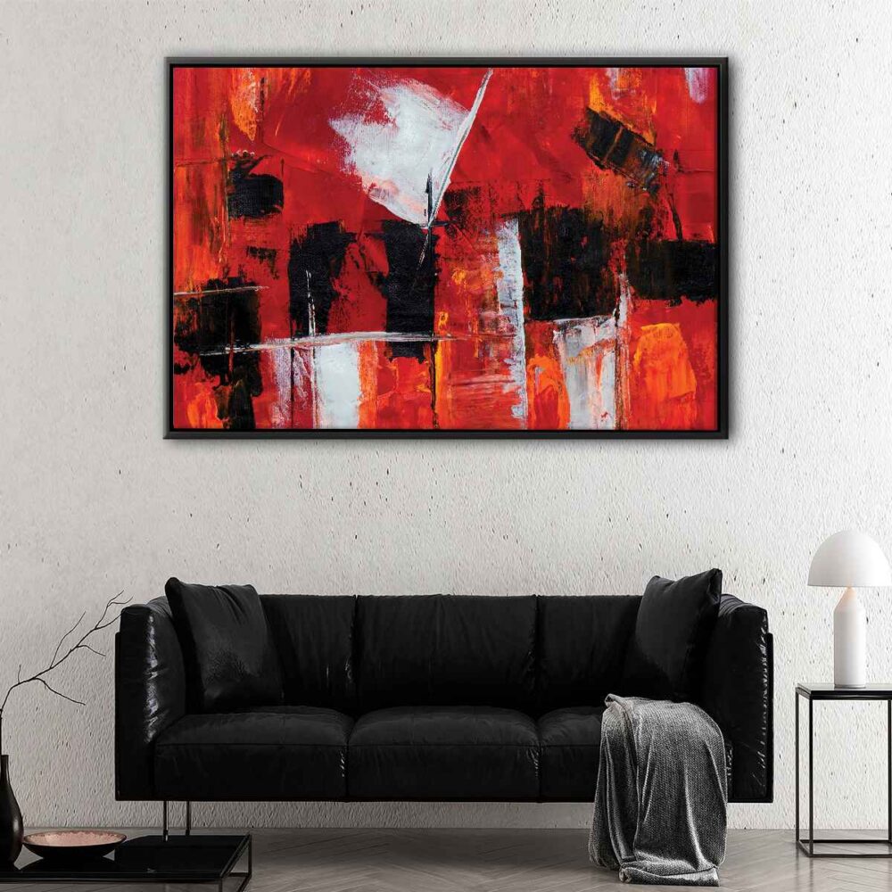 red abstract floating frame canvas