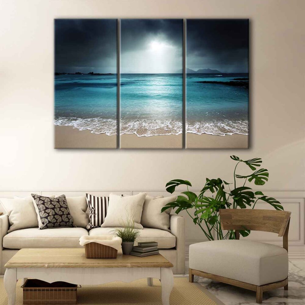 3 panels coming storm canvas art