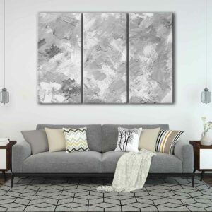 3 panels grey brush strokes canvas art