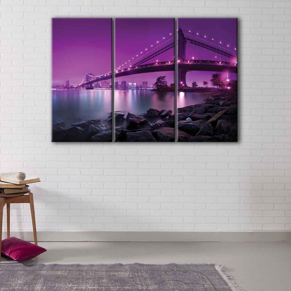 3 panels manhattan bridge canvas art