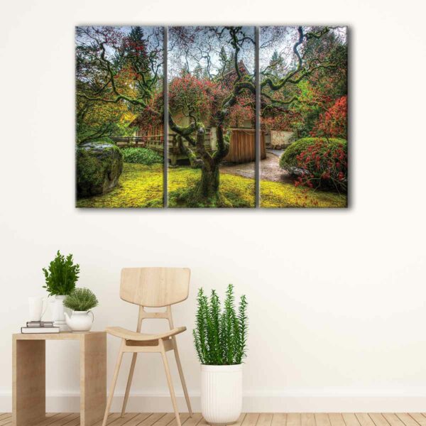 3 panels portland japanese garden canvas art