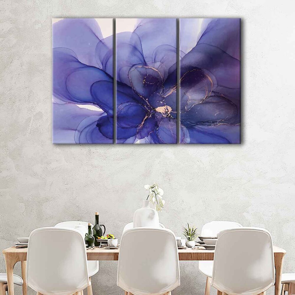 3 panels purple flower abstract canvas art