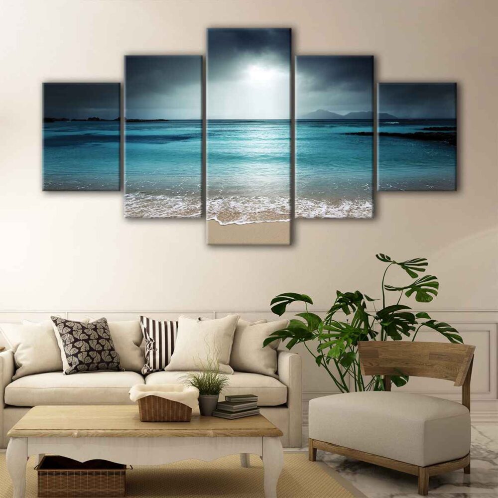 5 panels coming storm canvas art