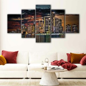 5 panels detroit skyline canvas art
