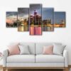 5 panels detroit skyline seaside canvas art