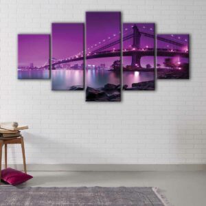 5 panels manhattan bridge canvas art