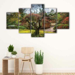 5 panels portland japanese garden canvas art