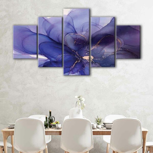 tableau abstrait de Fleur Violette 5 pièces