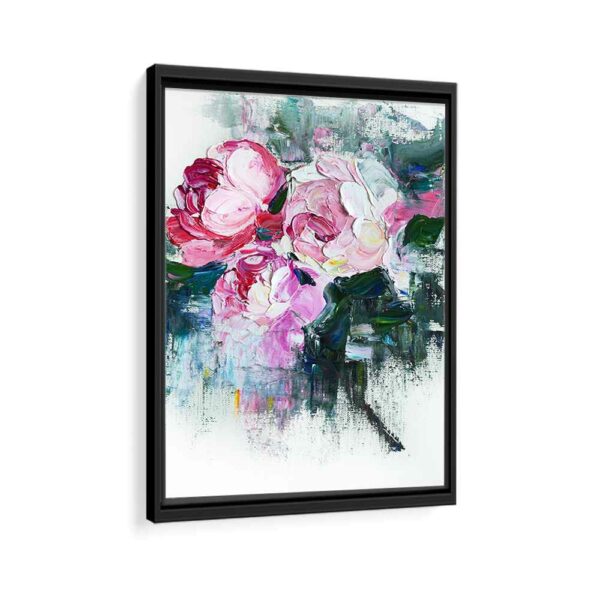 acrylic flowers framed canvas black frame