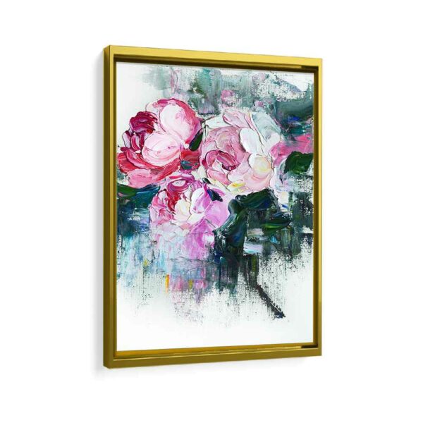 acrylic flowers framed canvas gold frame