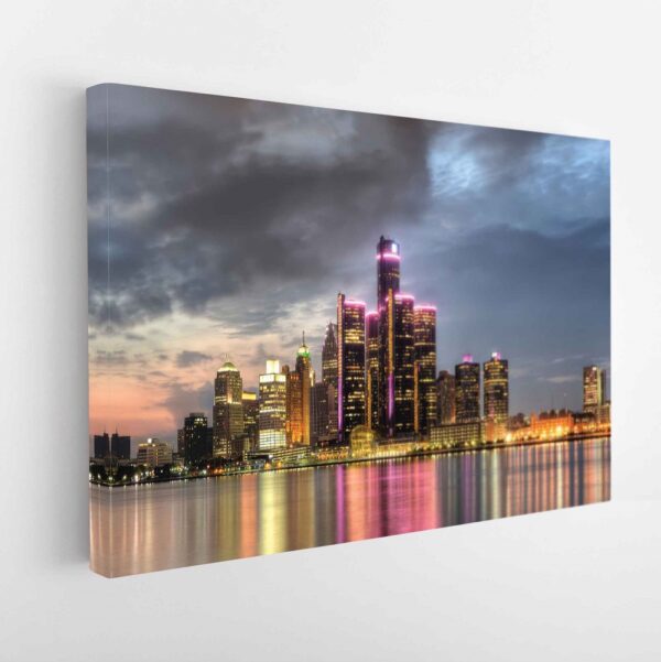 detroit skyline seaside stretched canvas