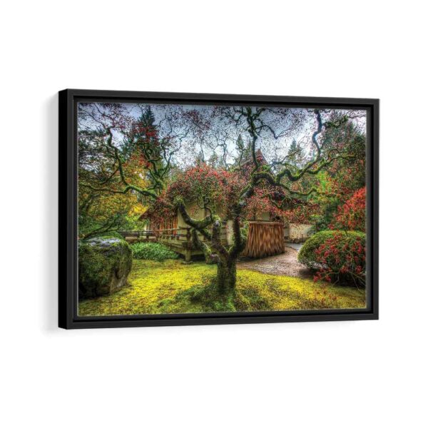 tableau jardin japonais de portland avec cadre noir