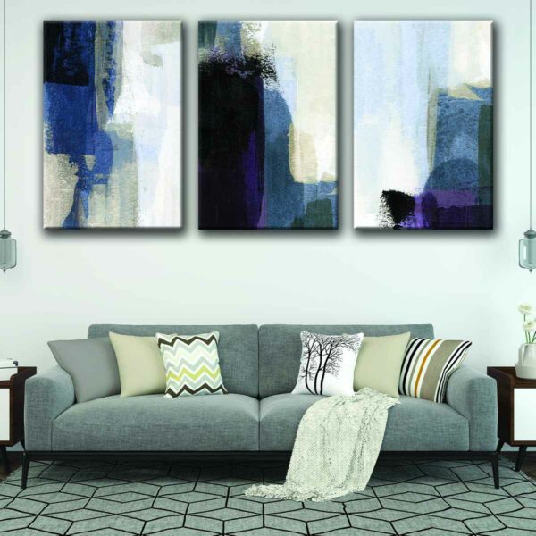 purple abstract set canvas wall decor