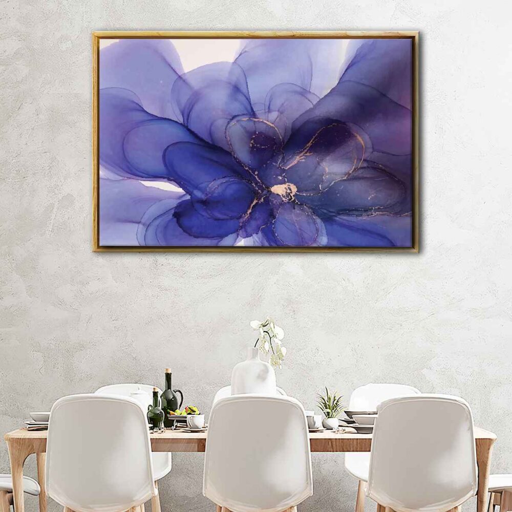 purple flower abstract floating frame canvas