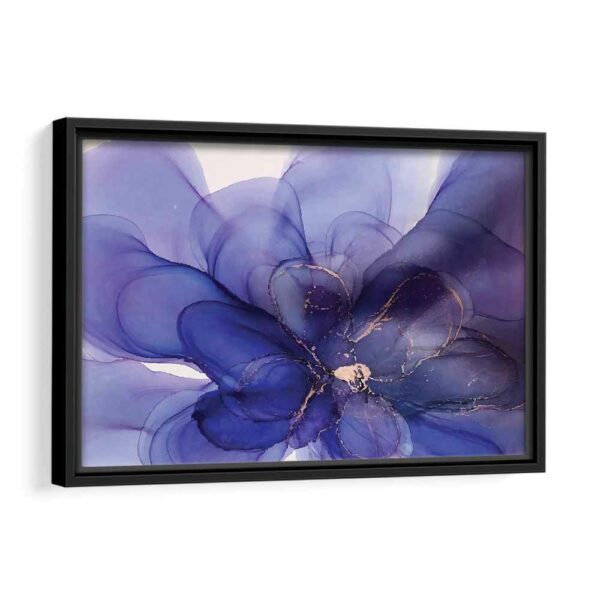 tableau abstrait de Fleur Violette avec cadre noire