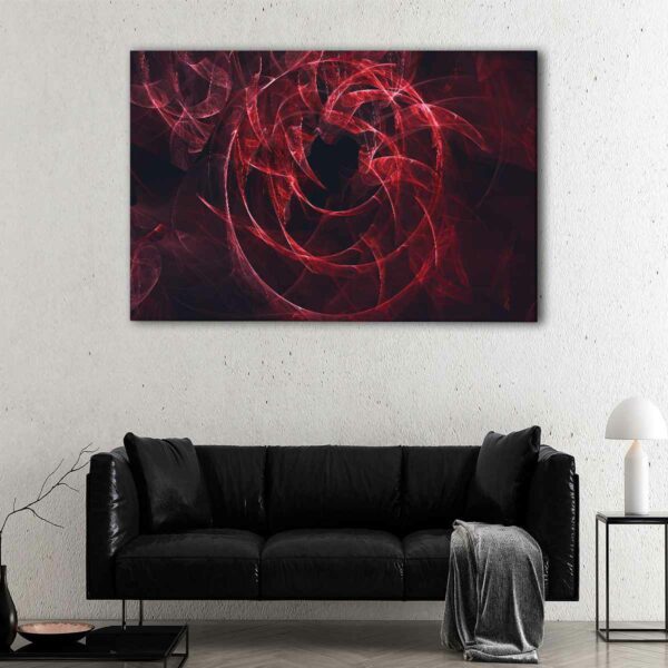 1 panels abstract red fractal canvas art