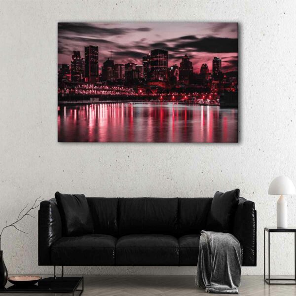 1 panels chicago red skyline canvas art