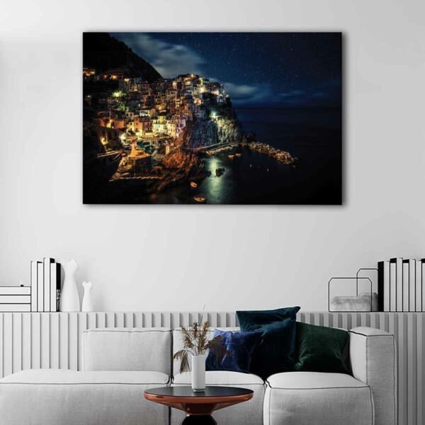 1 panels cinque terre at night canvas art