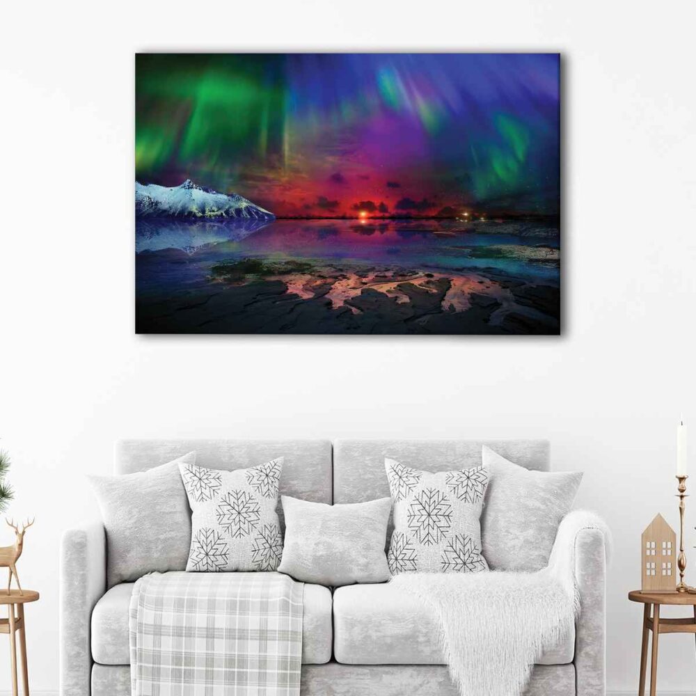 1 panels colorful northern light scanvas art