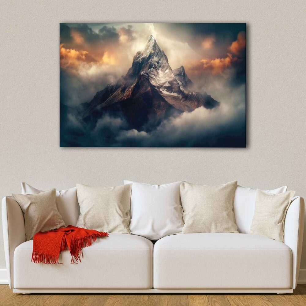 1 panels foggy mountain canvas art