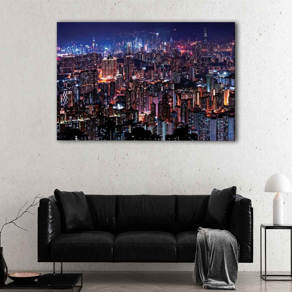 1 panels hong kong at night canvas art