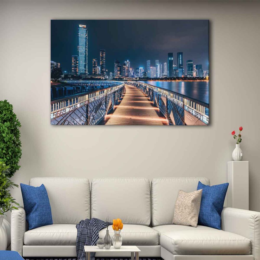 1 panels hong kong skyline canvas art