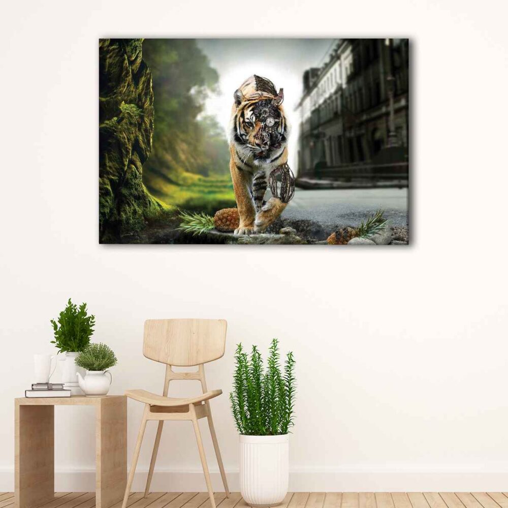 1 panels robot tiger canvas art