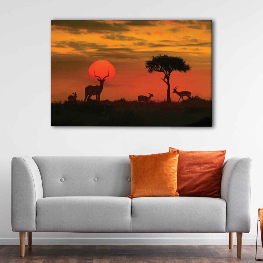 1 panels savannah sunset canvas art