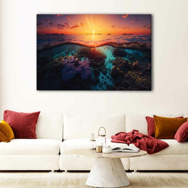 1 panels underwater sunset canvas art