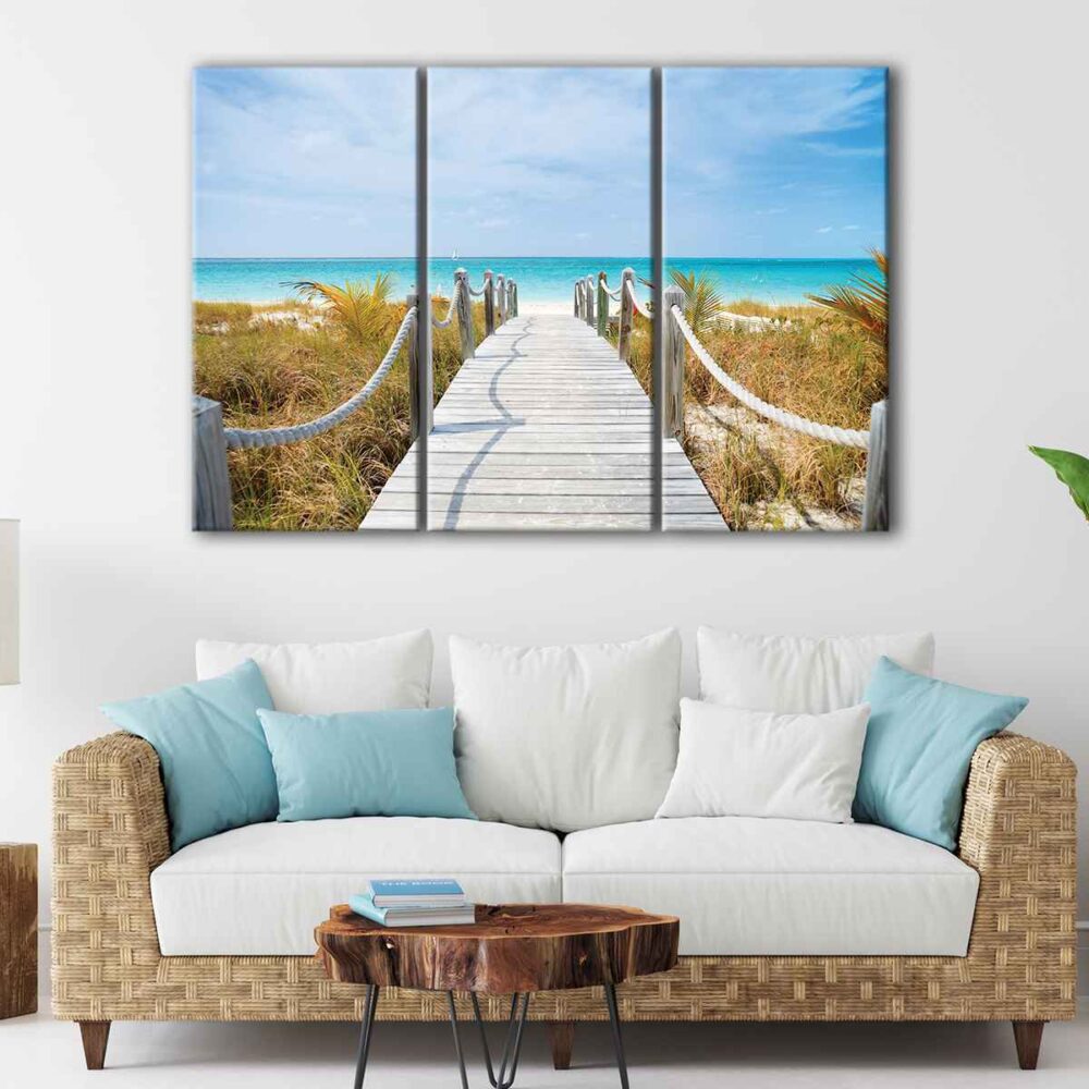 3 panels beach view canvas art