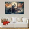 3 panels foggy mountain canvas art