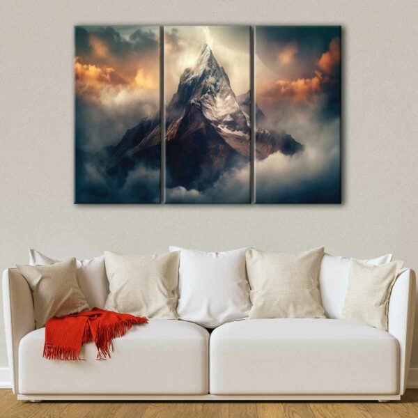 3 panels foggy mountain canvas art