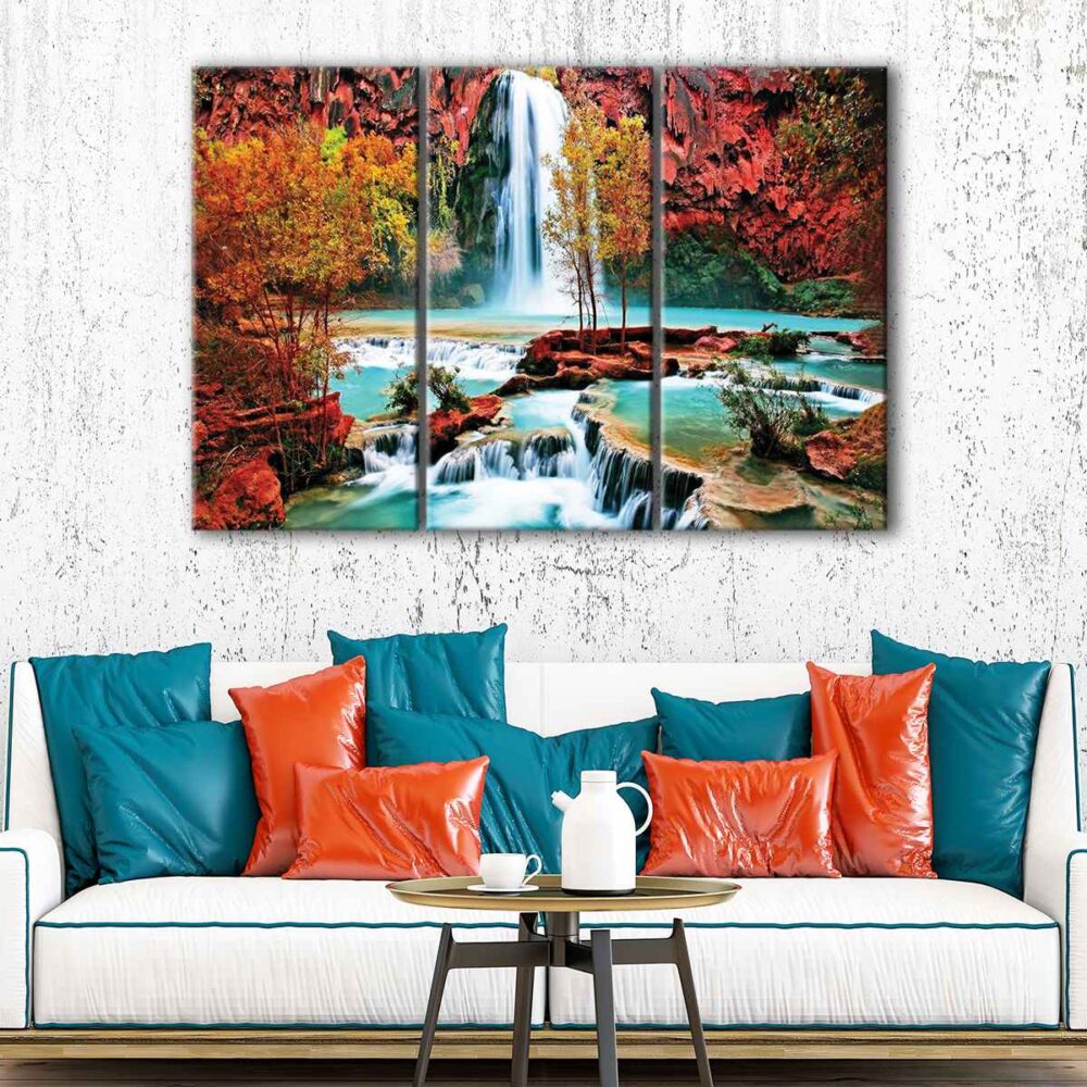 3 panels havasu falls canvas art