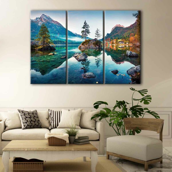 3 panels hintersee lake canvas art