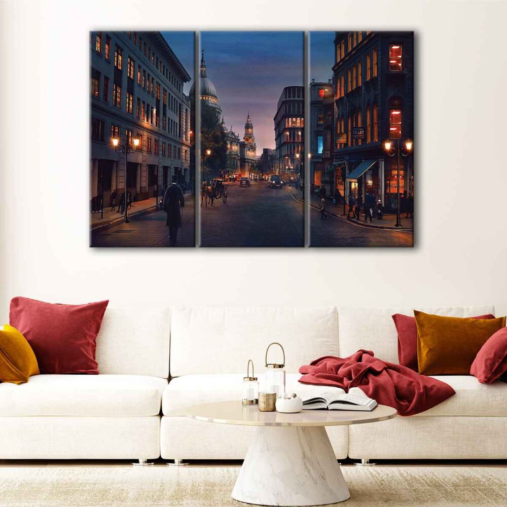 3 panels london old city canvas art