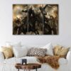 3 panels medieval knights canvas art