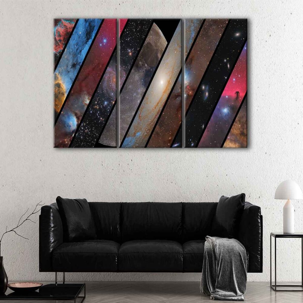 3 panels parallel universes canvas art