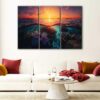 3 panels underwater sunset canvas art
