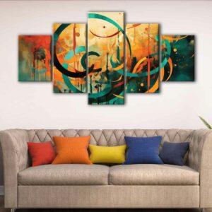 5 panels arabic calligraphy canvas art