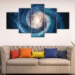 tableau galaxie bleue 5 pièces