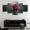 5 panels burning rose canvas art