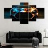 5 panels fire water super car canvas art