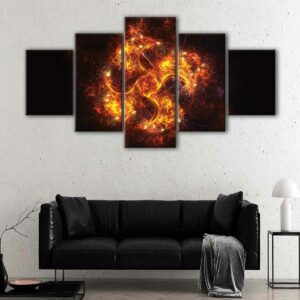5 panels fireball canvas art