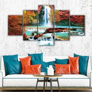 5 panels havasu falls canvas art