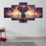 5 panels surreal elephant canvas art