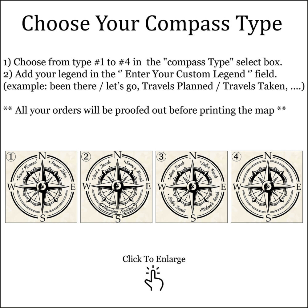 Vintage push pin UK map compass customization