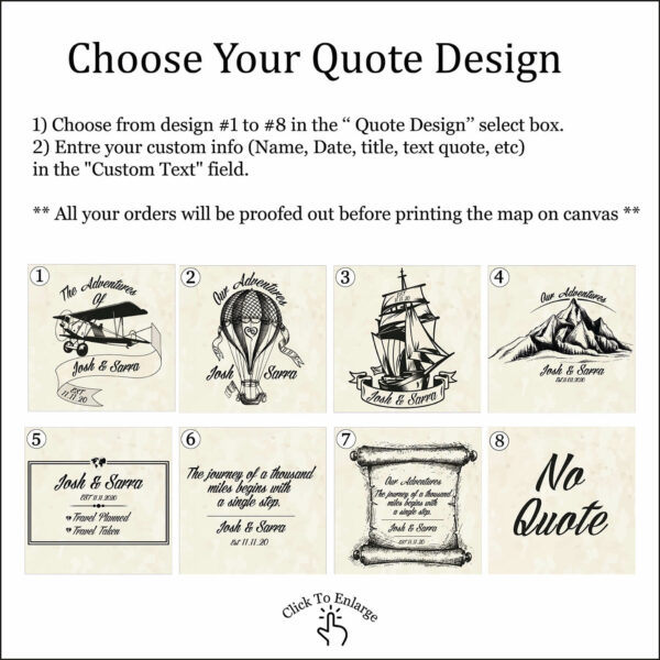 Vintage push pin UK map quote personalization