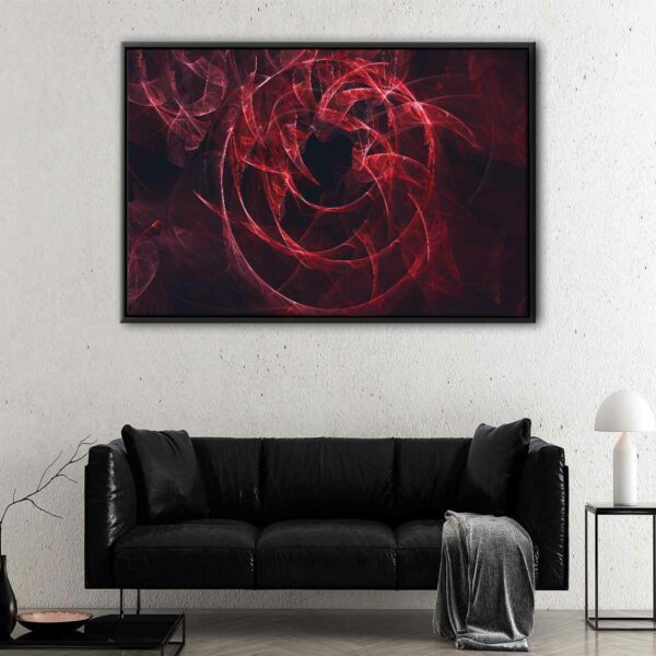 abstract red fractal floating frame canvas