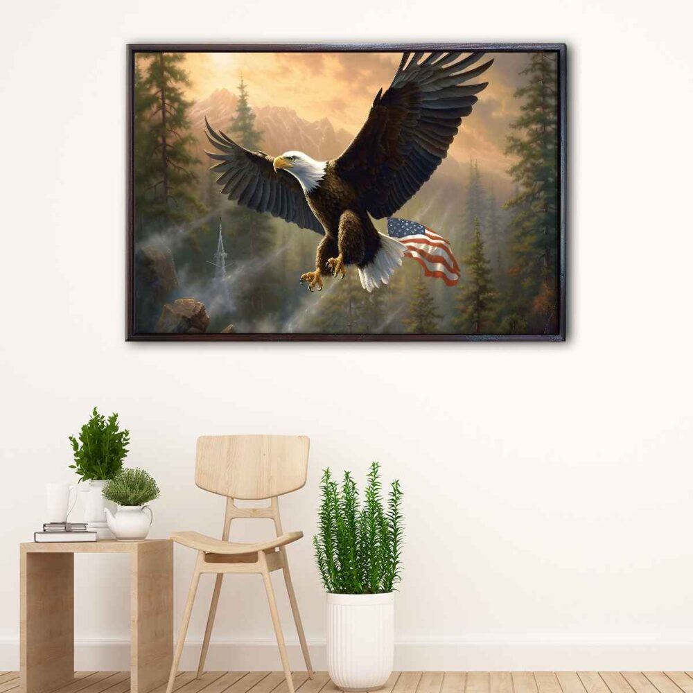 american bald eagle floating frame canvas