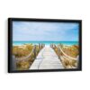 beach view framed canvas black frame